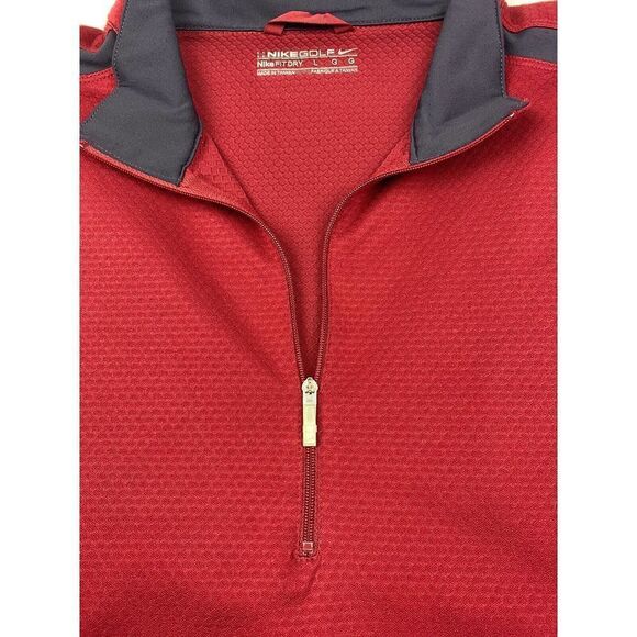 Men’s Nike Fit Dry Quarter Zip Burg. & Black Textured Outdoors Pullover Large - Picture 8 of 9